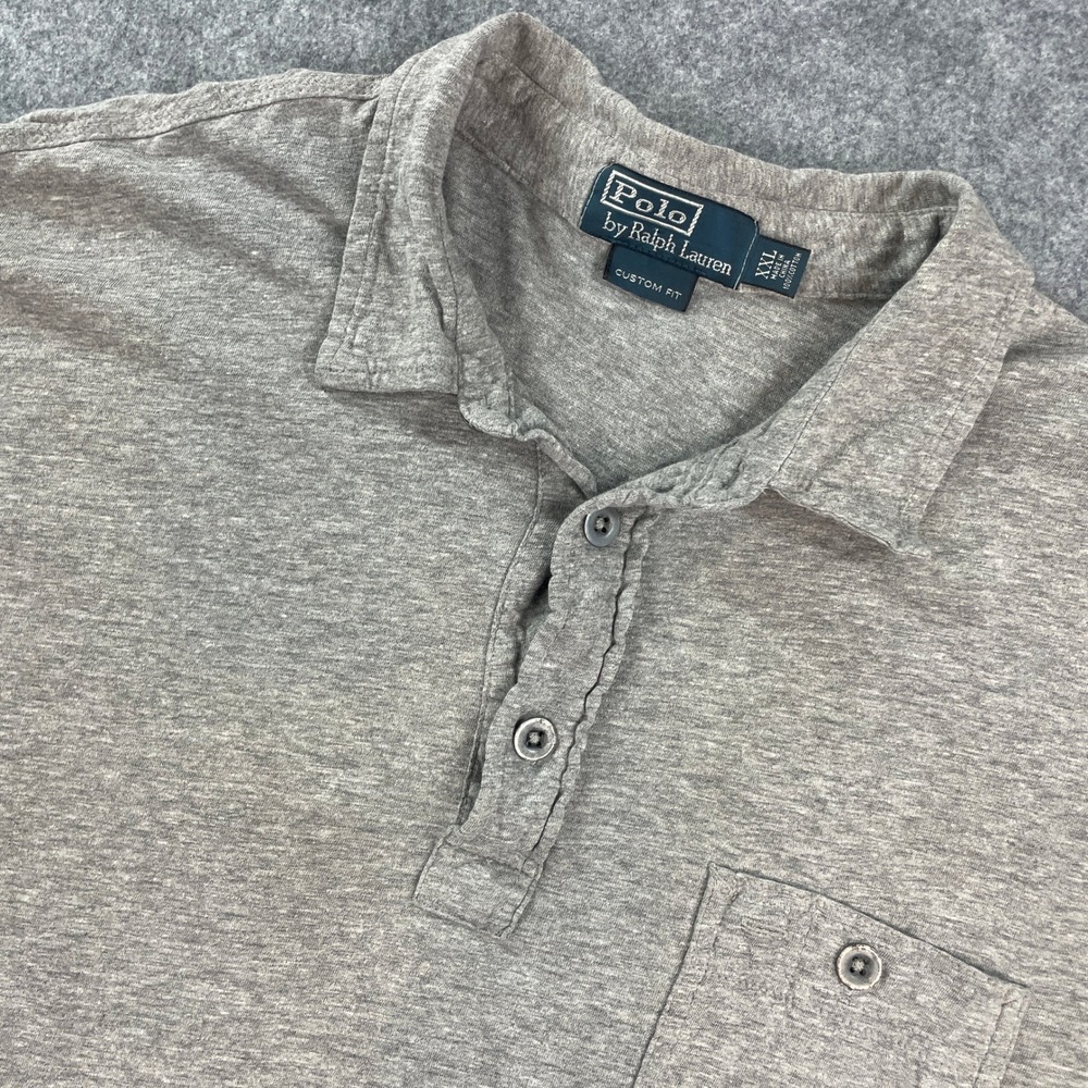 Ralph Lauren Mens Polo Shirt XXL Gray Short Sleeve Custom Fit Classic Prep